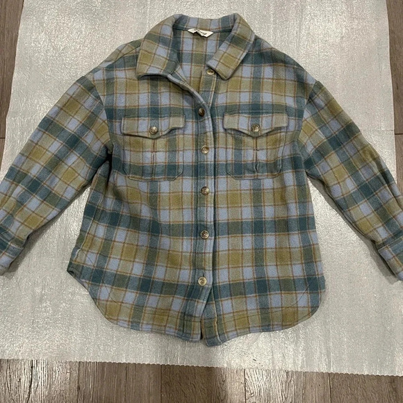 ElWinG Tops - [M]ElWinG Heavy Green/ Blue Plaid Wool Blend OverShirt Shacket